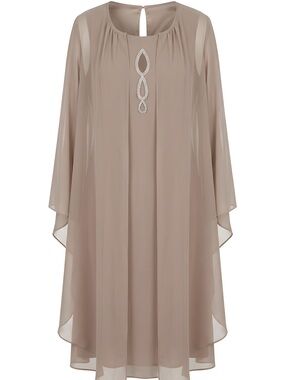 SLNY Beige Women's Tunic with Necklace Accent